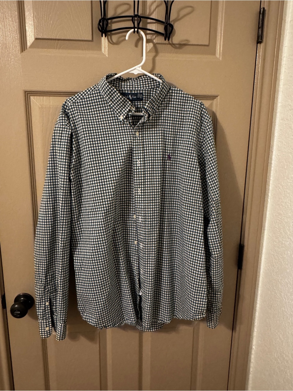 Ralph Lauren Green & White Gingham Button-Down Shirt